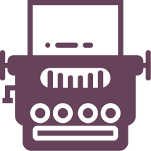 Purple typewriter flat-style icon