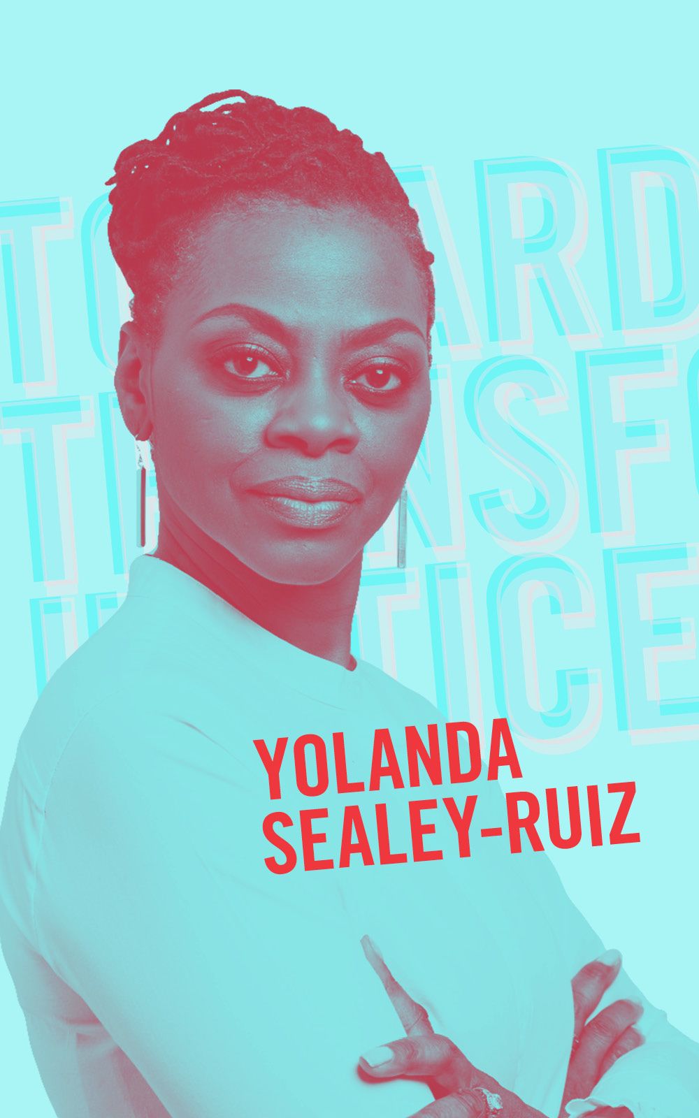 Portrait of Yolanda Sealey-Ruiz, staring directly into the camera with arms crossed