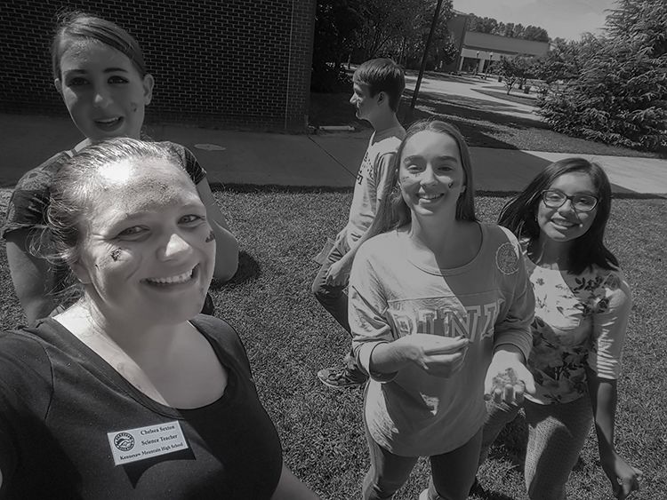 Photo of Chelsea Sexton with students