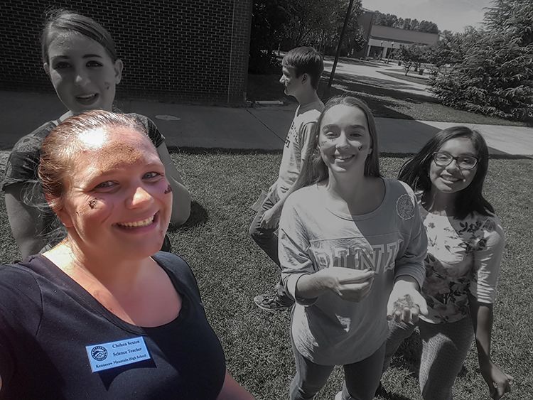 Photo of Chelsea Sexton with students
